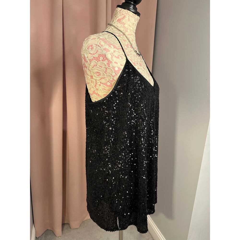 EUC Johnny Was Black Jade Fiona Sequin Cami Top Sz Large w/Necklace Silk Nylon - Picture 4 of 8
